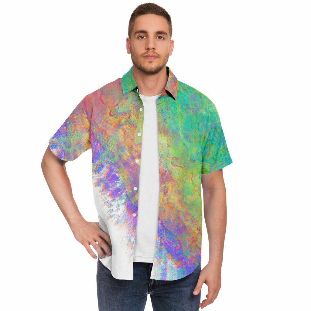 Short Sleeve Button Down Shirt - AOP